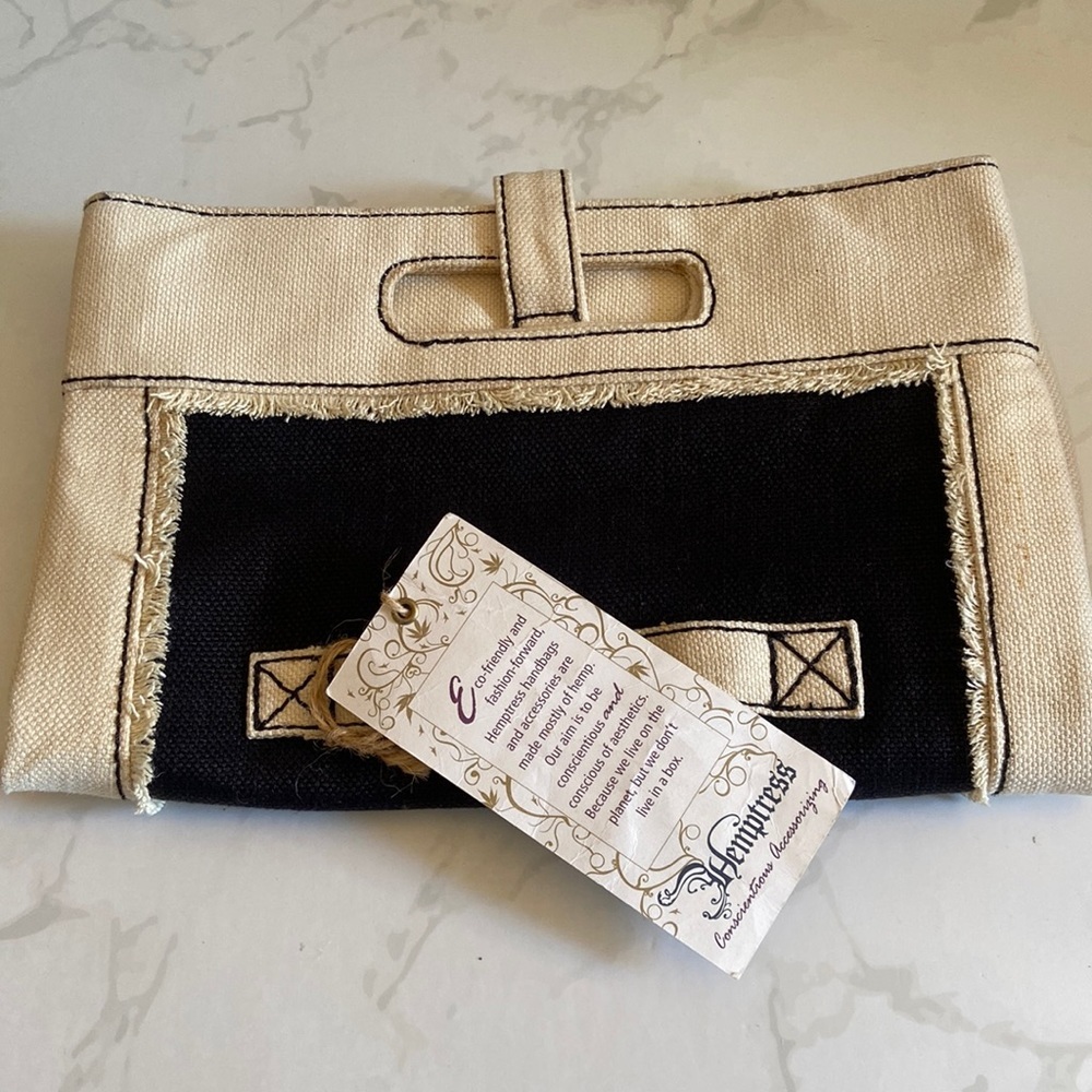 Hemptress Hemp Canvas Fold Over Clutch Bag Boho Eco Friendly Vegan Artisan Tote - Picture 2 of 10